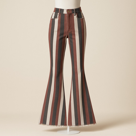 Wisteria Lane 26 Bell Bottom Jeans Vintage Style Striped Boho Y2K Hippie 70's - Picture 1 of 14